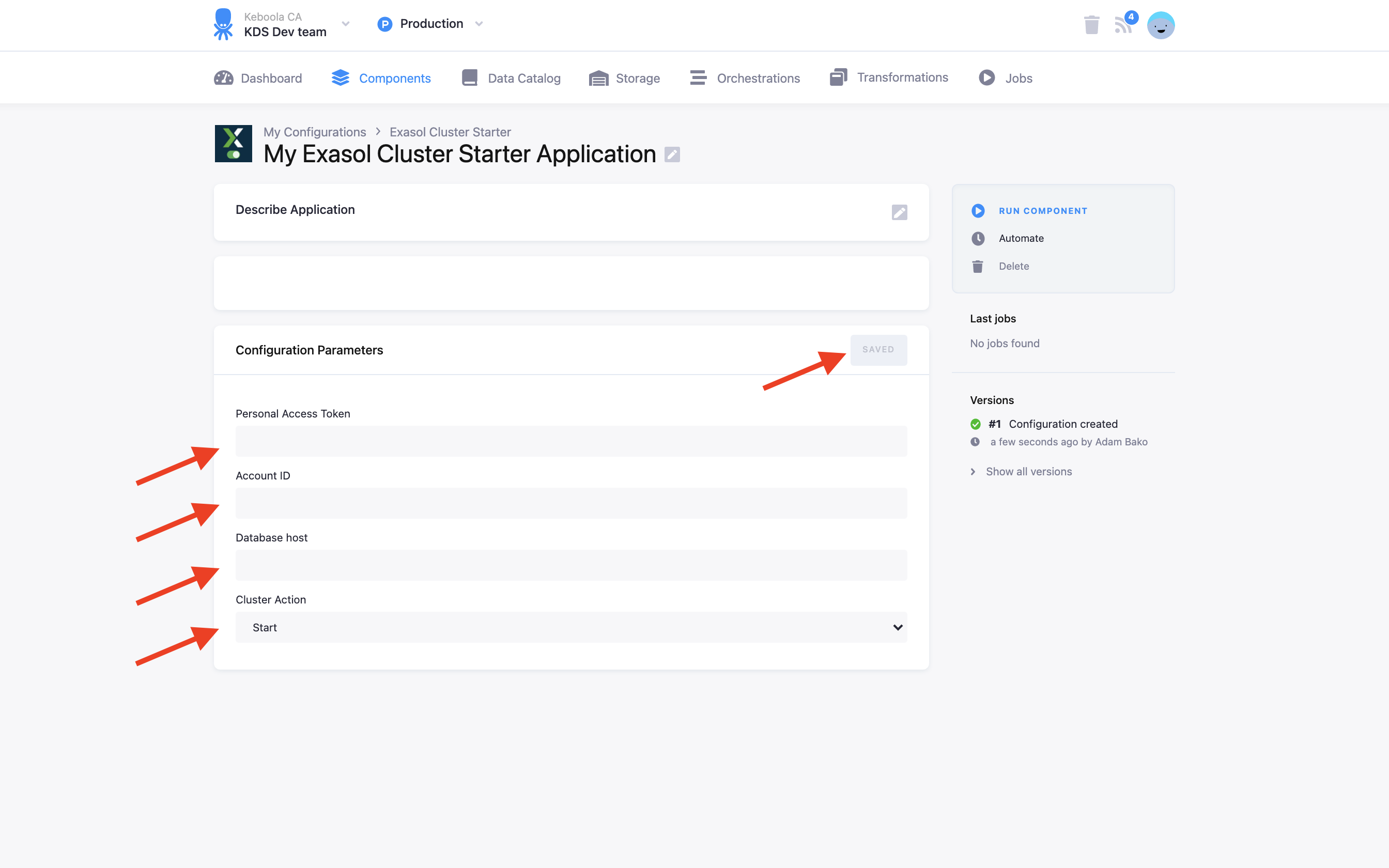 Exasol CLuster Starter - Configuration