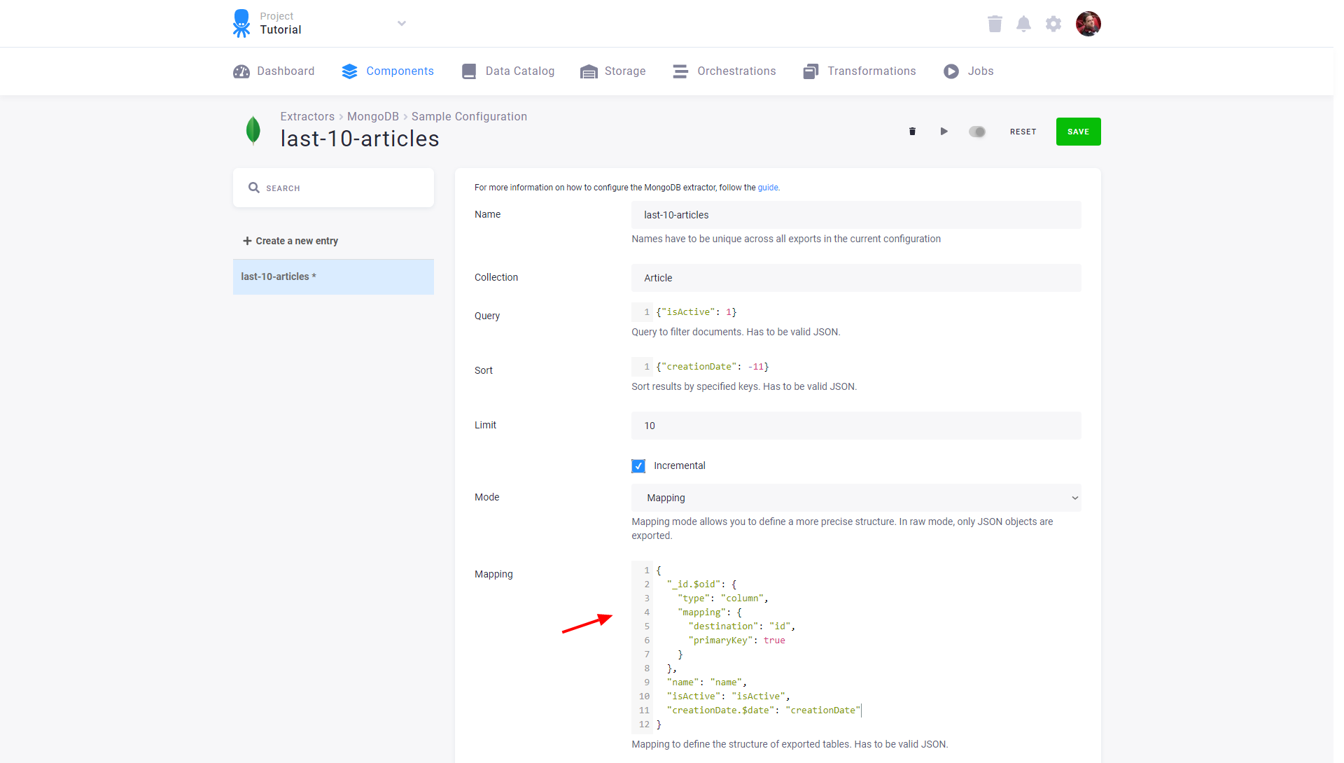 MongoDB new export filled