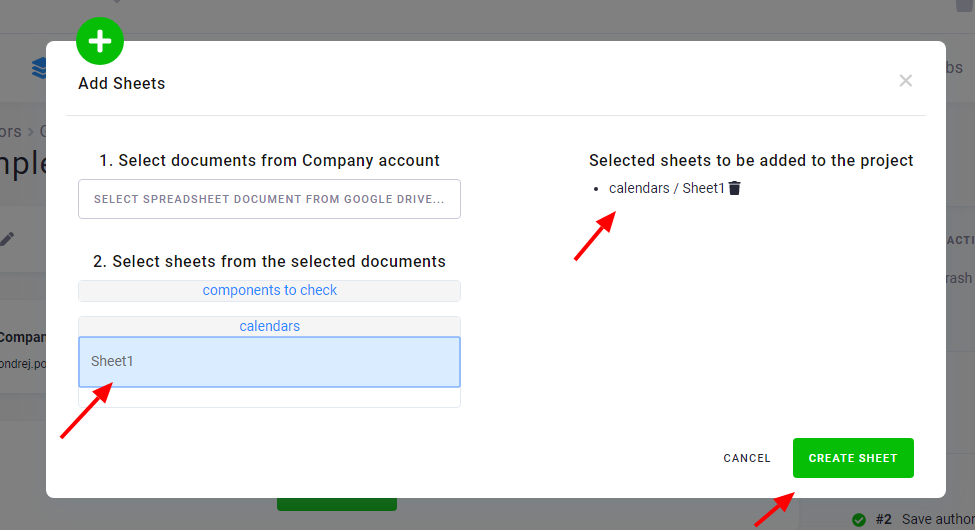 Screenshot - Select sheet