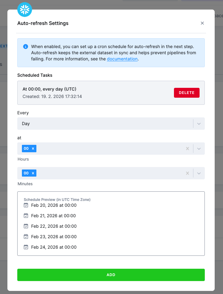 Auto-refresh schedule