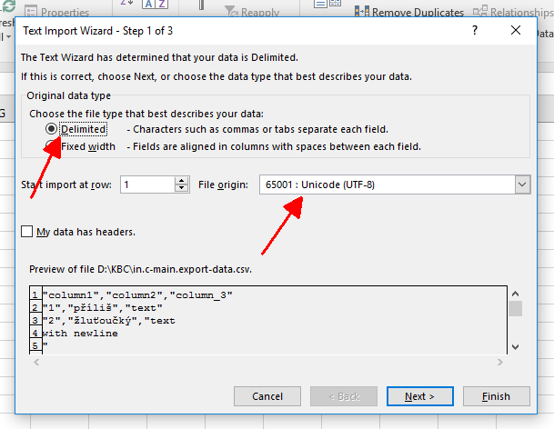 Screenshot -- Excel Import -- Import Wizard