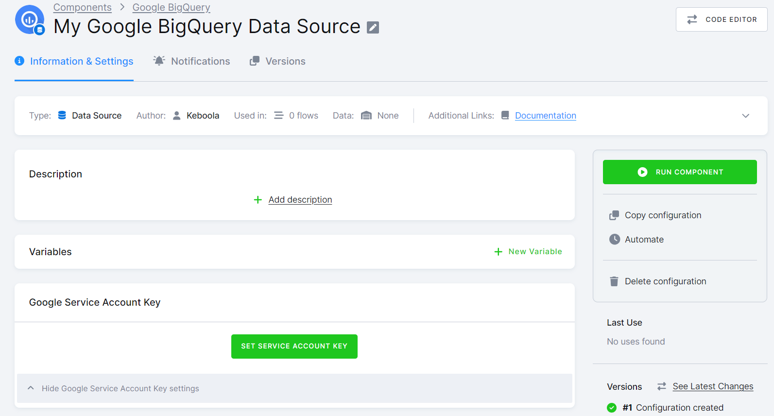 Screenshot - Big Query Authorization